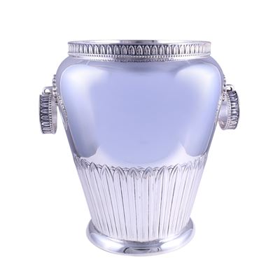 Secchiello porta champagne, argento 800/1000, decorazione a palmette