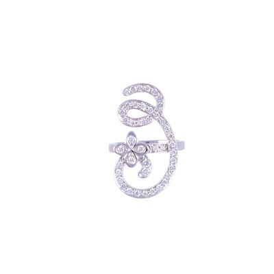 Anello "La Nouvelle Bague", in oro bianco 18 kt con nastro e fiore, brillanti (ca. 0,90 ct)