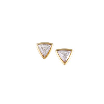 Orecchini, oro giallo 18 kt con diamante triangolare