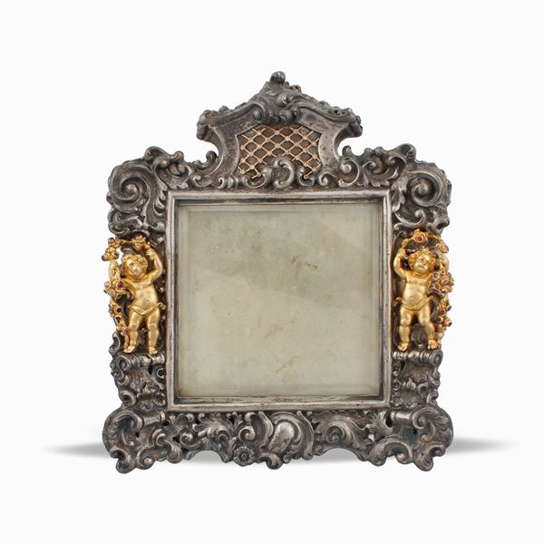 SILVER AND GEM SET TABLE FRAME