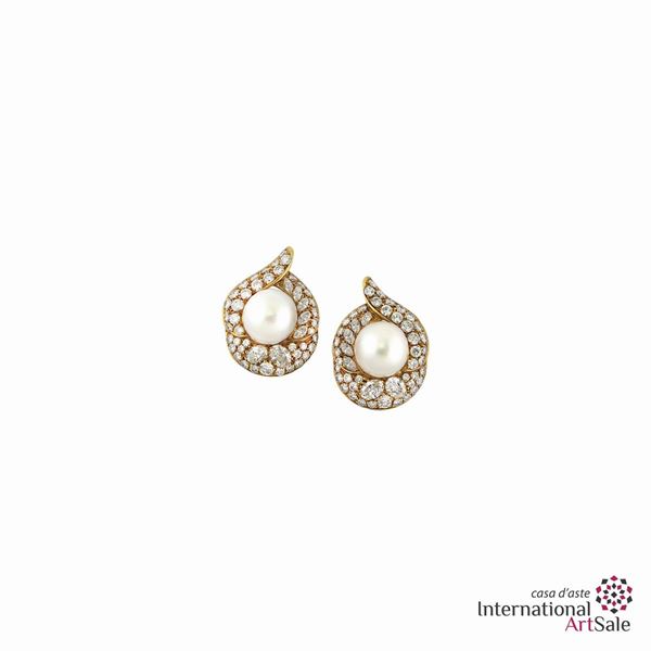 Sabbadini - Orecchini in O.G. con perle South Sea e brillanti...