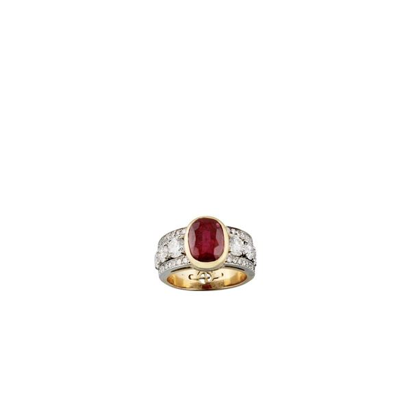 RUBY, DIAMOND AND GOLD RING  - Auction Important Jewelry - Casa d'Aste International Art Sale