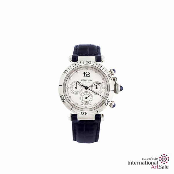 Cartier - Orologio (pasha) crono in acciaio. Allegata custodia...
